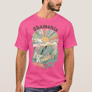 Vintage Chamonix France Mountains Hiking Sunset Gr T-Shirt