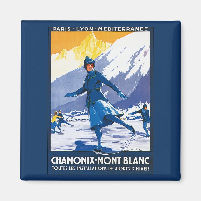 Vintage Chamonix - Mont Blanc Poster Magnet (Front)