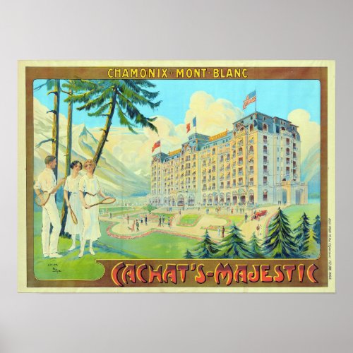 Vintage Chamonix Mont Blanc Tennis Resort Travel Poster