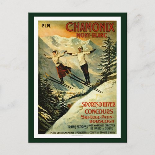 Vintage Chamonix Ski Postcard