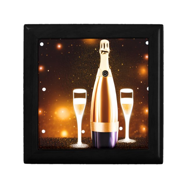 Vintage Champagne Bottle & Glasses Gift Box (Front)
