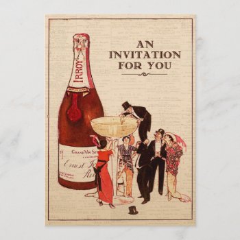 Vintage Champagne Cocktail Party Formal Fun Custom Invitation by PaperExpressions at Zazzle