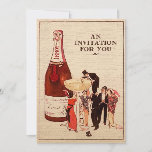 Vintage Champagne Cocktail Party Formal Fun Custom Invitation