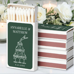 Vintage Champagne Emerald Green Wedding Matchboxes