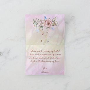 Vintage Champagne Peony Bridal Shower Tea Party  Thank You Card