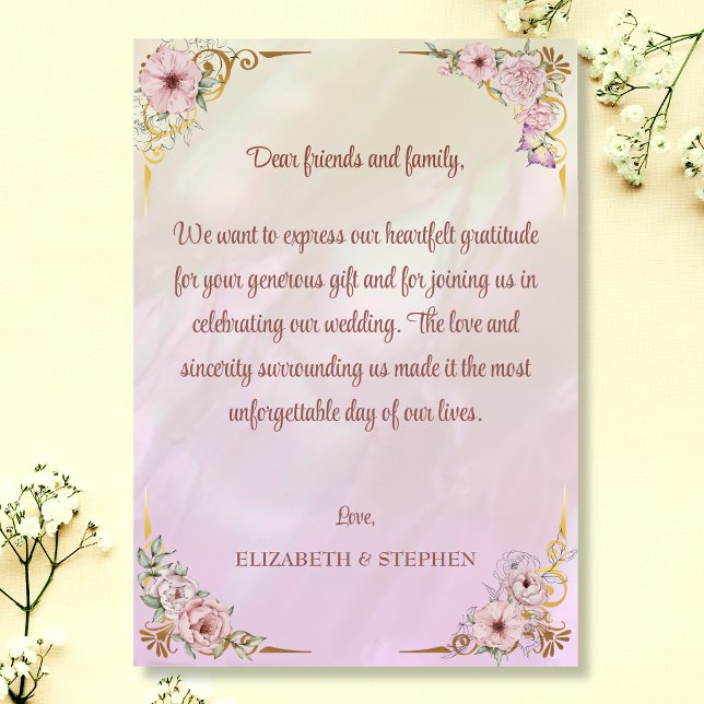  Vintage Champagne Peony Thank You Card (Creator Uploaded)