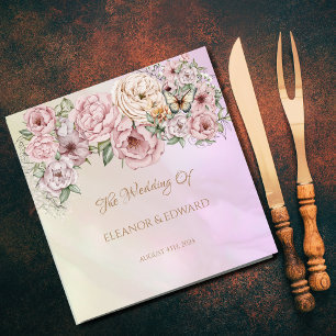 Vintage Champagne Peony Wedding Napkin