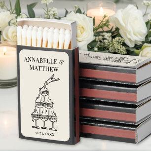 Vintage Champagne Tower Elegant Wedding Matchboxes
