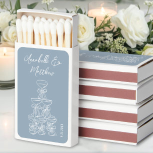 Vintage Champagne Tower Sketch Elegant Wedding Matchboxes