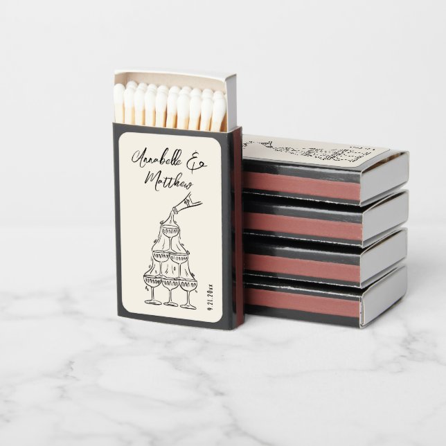 cigarette tower wedding Vintage Champagne Tower Sketch Elegant Wedding Matchboxes