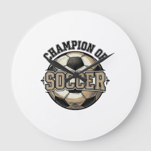 Vintage Champion of Soccer Ball Shirt Design_1 Large Clock