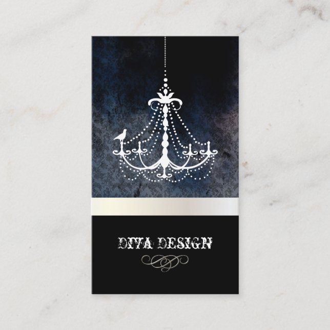 Vintage Chandelier + Baroque Background Business Card (Front)