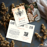 Vintage Chandelier Pastel Colors Chic Stylish Save The Date<br><div class="desc">Vintage Chandelier Pastel Colors Chic Stylish Floral Wedding Save the Date Cards with Modern QR Code and Photo. This Save the Date invitation is a unique and sophisticated piece, ideal for announcing your special day with elegance and style. The design captures the essence of a vintage chandelier glowing amidst delicate...</div>