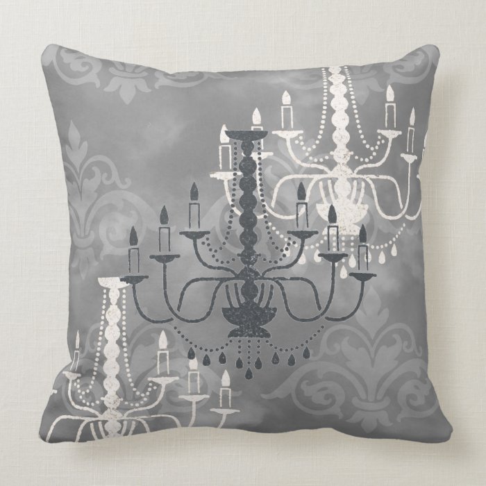 Vintage Chandelier Silver Gray Pillow