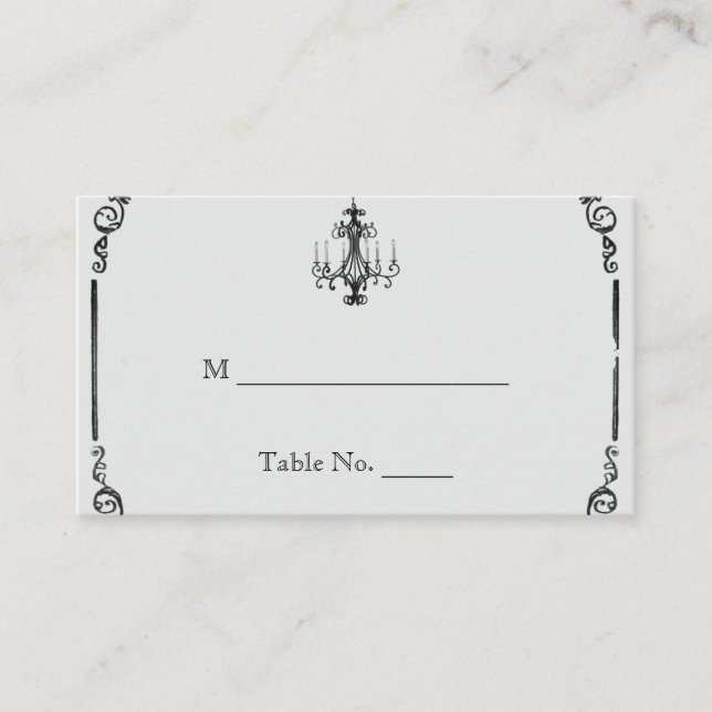 Vintage Chandelier Wedding Place Cards (Front)