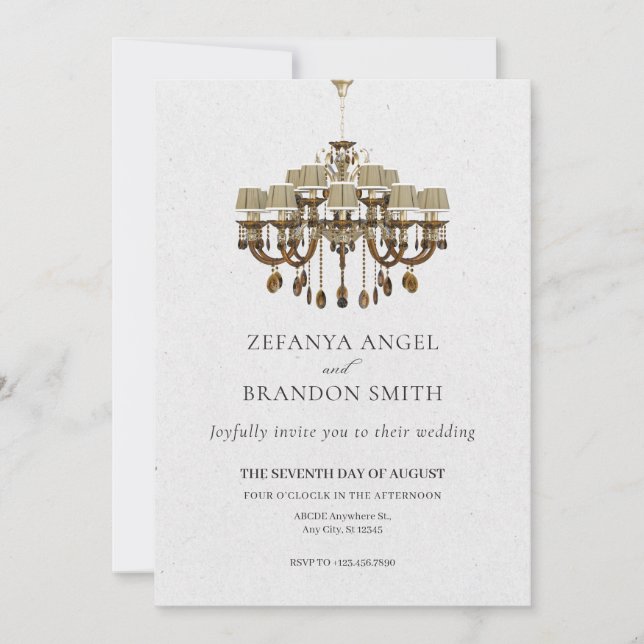 Vintage chandeliers wedding  invitation (Front)