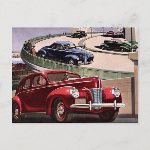 Vintage Change of Address Classic Sedan Cars Announcement Postcard
