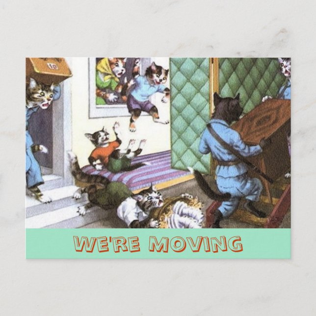 Vintage Change of Address Postcard with Cats (Front)