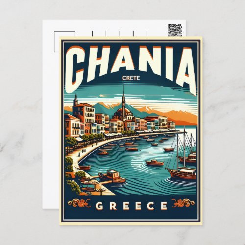  Vintage Chania City crete greece holiday Postcard