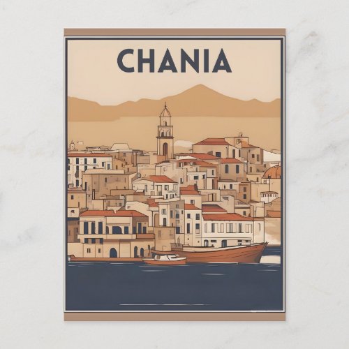 Vintage Chania City Souvenirs crete greece trip Postcard