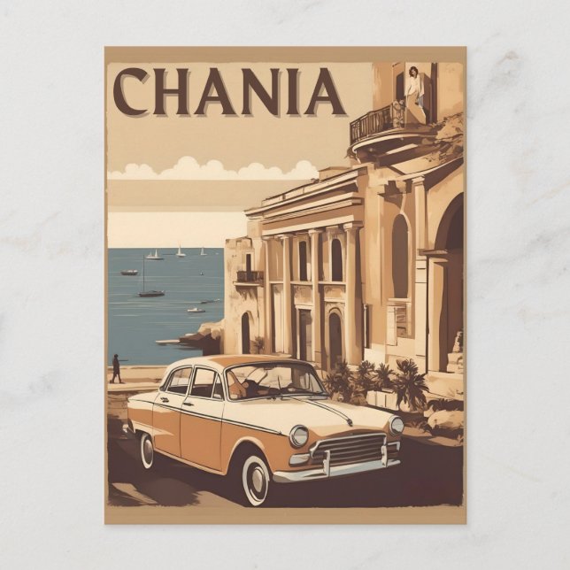 Vintage Chania City Souvenirs crete greece trip Postcard (Front)
