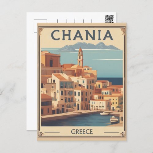 Vintage Chania City Souvenirs crete greece trip Postcard