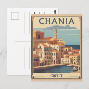 Vintage Chania City Souvenirs crete greece trip Postcard
