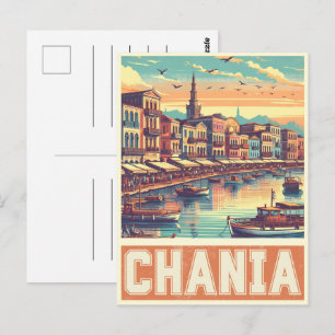 Vintage Chania City Souvenirs crete greece trip Postcard
