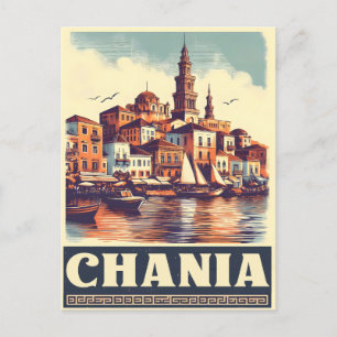 Vintage Chania City Souvenirs crete greece trip Postcard