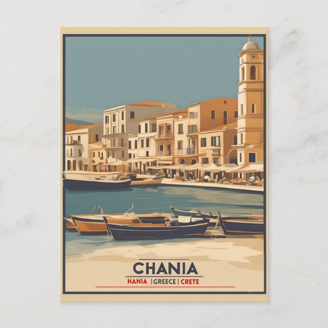 Vintage Chania City Souvenirs crete greece trip Postcard (Front)