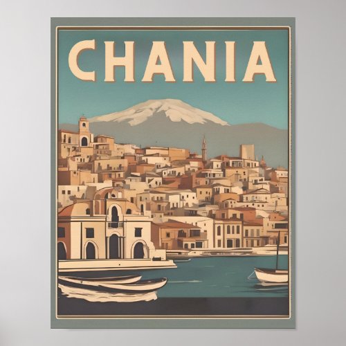 Vintage Chania City Souvenirs crete greece trip Poster