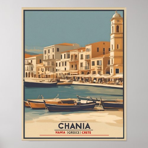 Vintage Chania City Souvenirs crete greece trip Poster