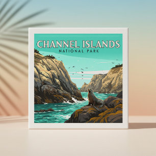 Vintage Channel Islands National Park Ceramic Tile