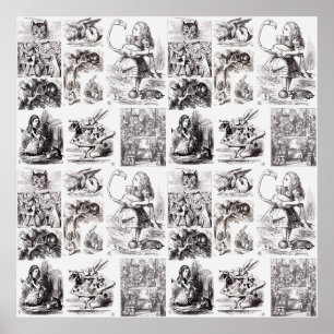 Vintage characters from Alice in Wonderland Poster
