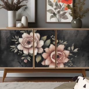 Vintage Charcoal Dusky Floral Letter Decoupage Tissue Paper