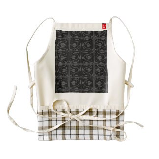 Vintage Charcoal Gray Black Leaf Vines Zazzle HEART Apron
