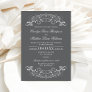 Vintage Charcoal Gray Flourish Wedding Invitation