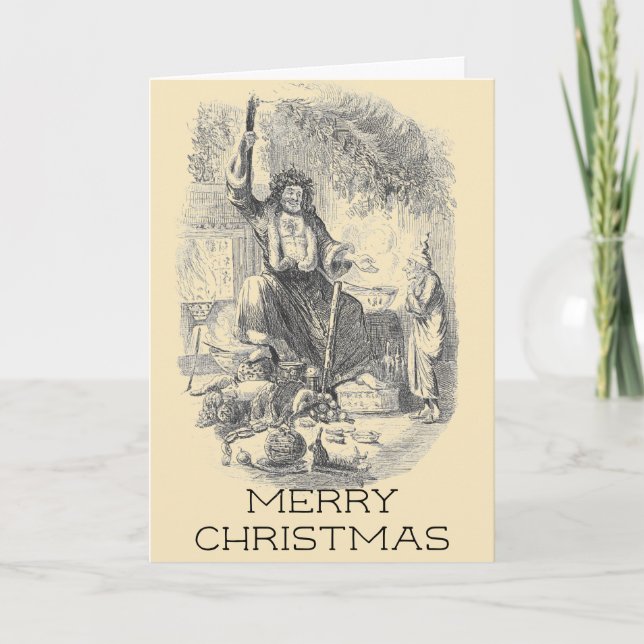 Vintage Charles Dickens Christmas Carol Christmas Card (Front)