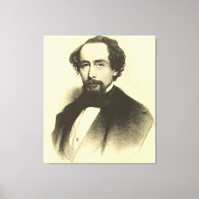 Vintage Charles Dickens Portrait Canvas Print (Front)