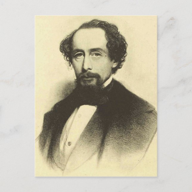 Vintage Charles Dickens Portrait Postcard (Front)