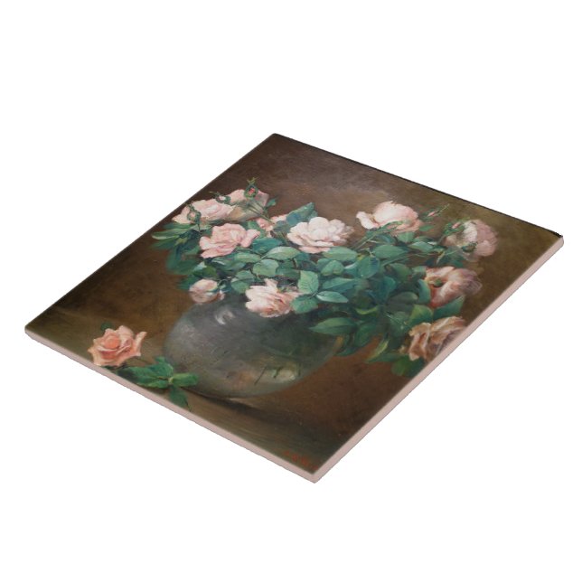 Vintage Charles Ethan Porter Roses Ceramic Tile (Side)