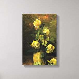 Vintage Charles Ethan Porter Yellow Roses in a Vas Canvas Print