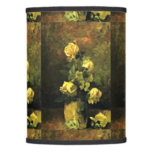 Vintage Charles Ethan Porter Yellow Roses in a Vas Lamp Shade