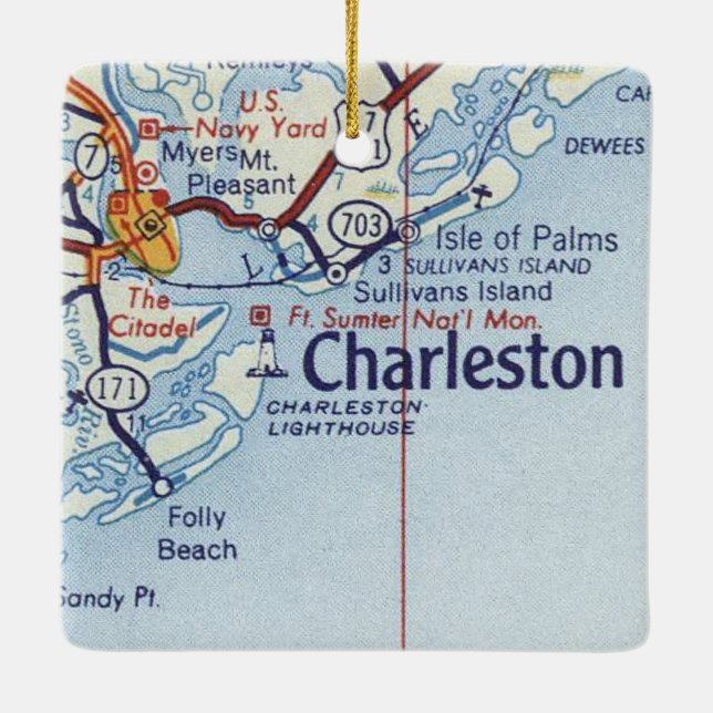 Vintage Charleston SC Ceramic Ornament (Back)