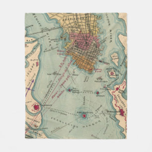 Vintage Charleston SC Civil War Map (1865) Fleece Blanket