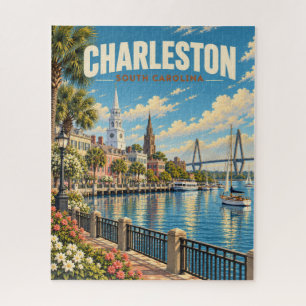 Vintage Charleston Waterfront South Carolina Jigsaw Puzzle