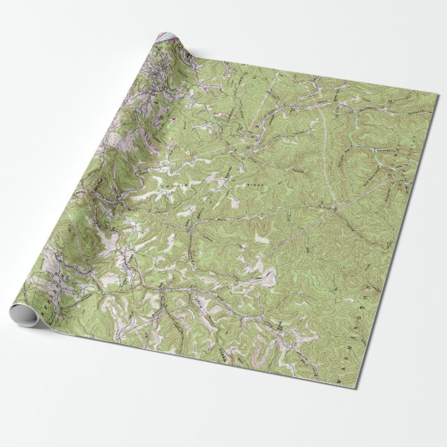 Vintage Charleston West Virginia Topographical Map Wrapping Paper (Unrolled)