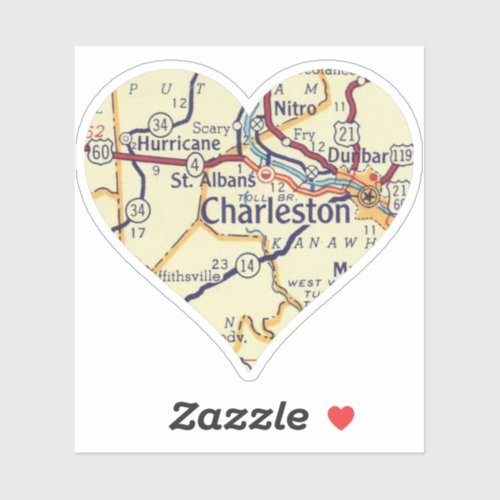 Vintage Charleston WV Map Sticker