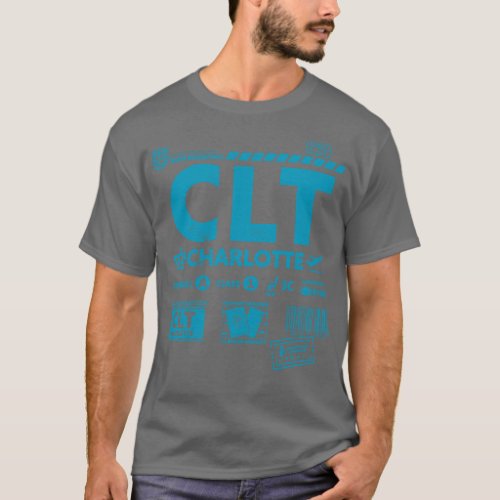 Vintage Charlotte CLT Airport Code Travel Day Retr T_Shirt