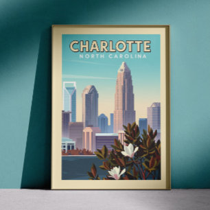Vintage Charlotte North Carolina Poster